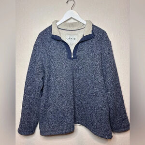 Orvis Men’s 1/4 Zip Fleece Lined Pullover Fall Winter Cozy Size Large